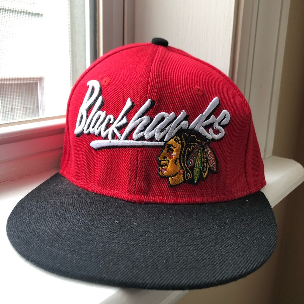 Red Chicago Blackhawk Mitchel and Ness Snapback